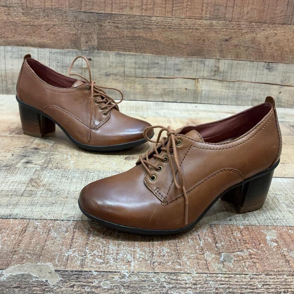 Dansko Oxford Shoes Womens Size 7.5 38 Brown Leather Lace Up Block Heel Comfort
